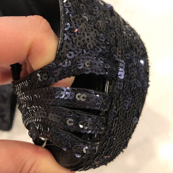 LOUIS VUITTON Dark Midnight Blue Sequin Glitter Sparkle Peep Toe Platform Pumps - Picture 7 of 17